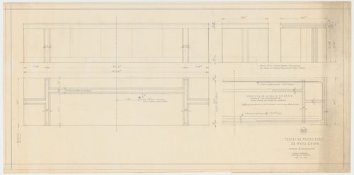 Détails des tables des professeurs, Pavillon principal et campus, Université de Montréal, Montréal, Canada (1924-1947)