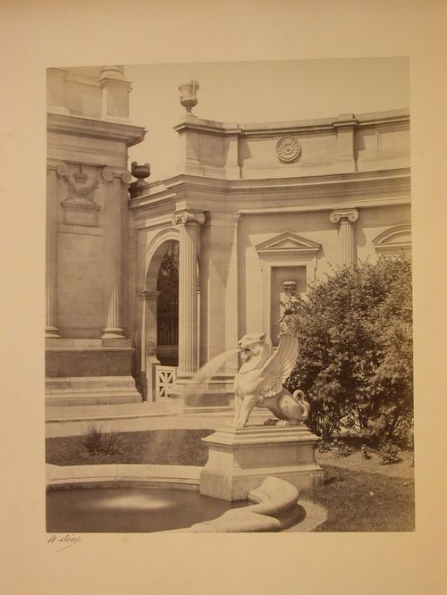 Musée d'Amiens: Entrance court, with fountain and statue in foreground, Amiens, France