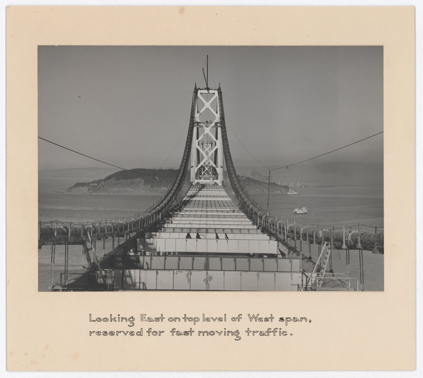View of Oakland Bay Bridge under construction, San Francisco, California, United States