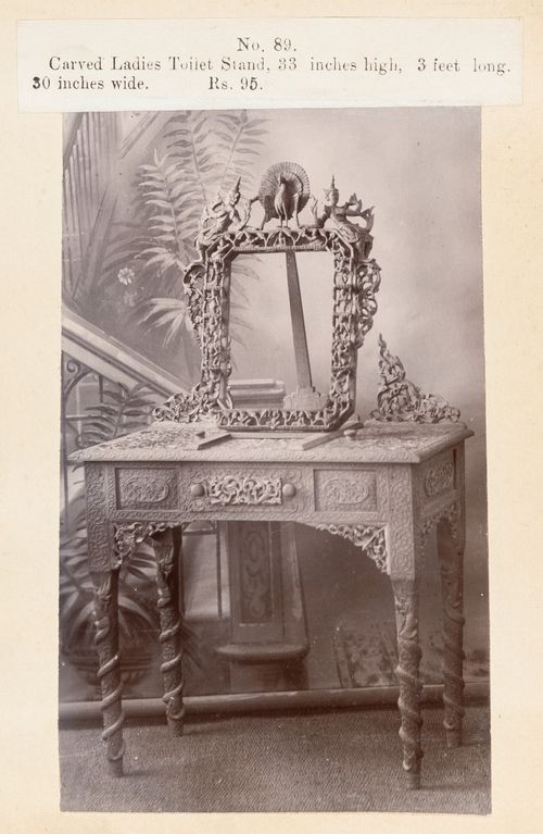 View of a dressing table, F. Beato Limited, C Road, Mandalay, Burma (now Myanmar)