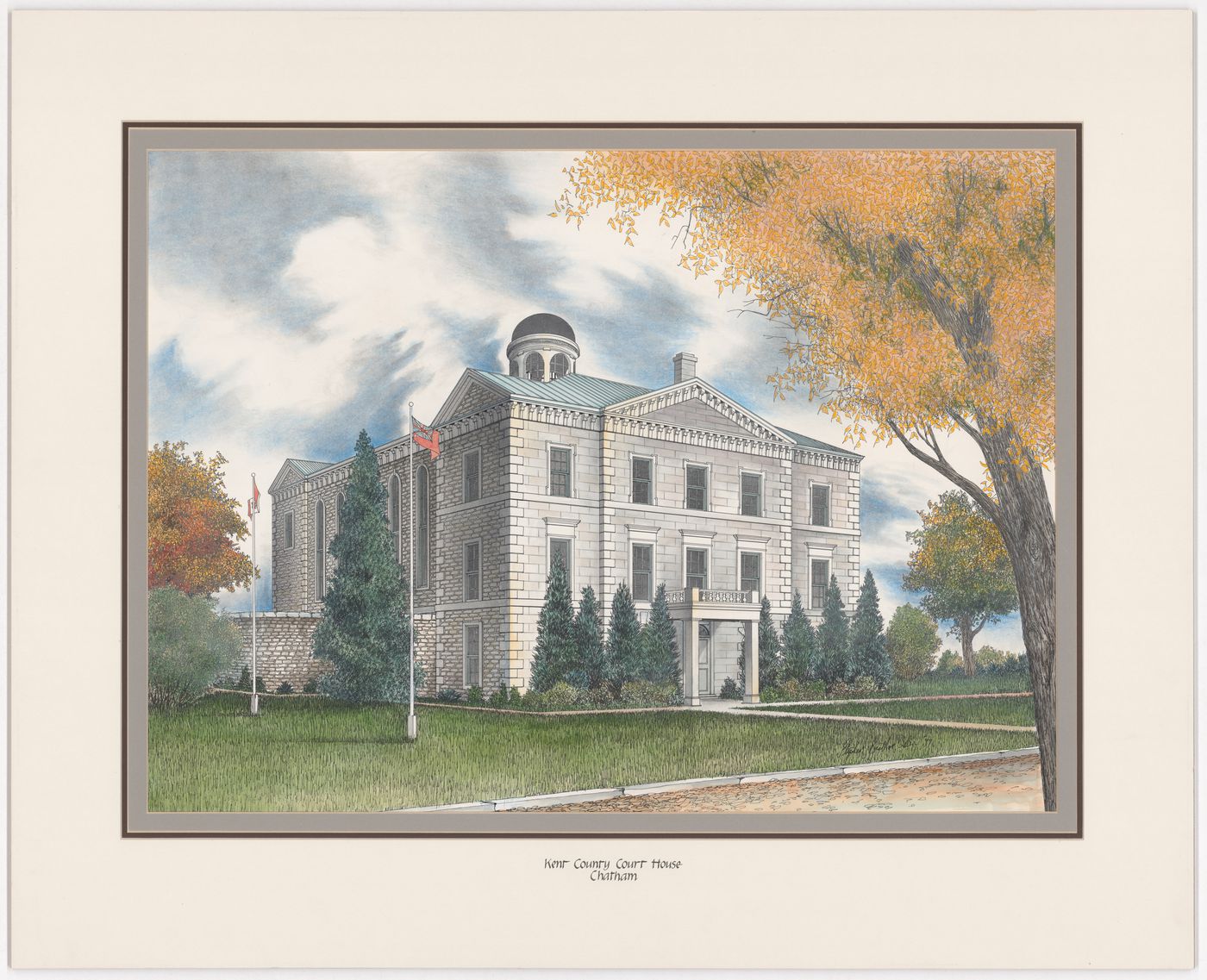 Kent County Court House, Chatham, from Court Houses in Ontario (verso: Haldimand Norfolk Judicial District Court House, Simcoe)