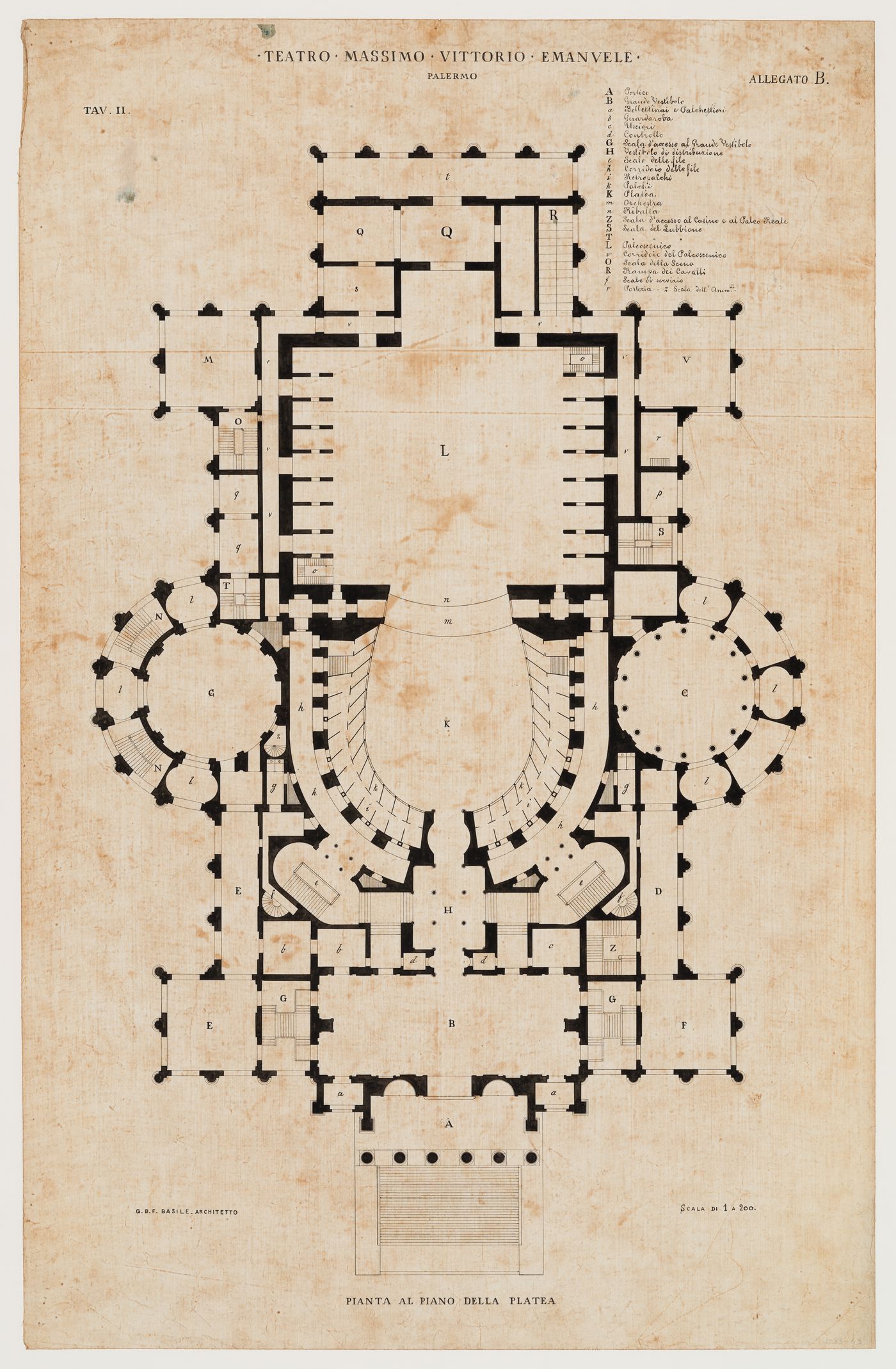 Teatro Massimo, Palermo, Italy: plan of stall level