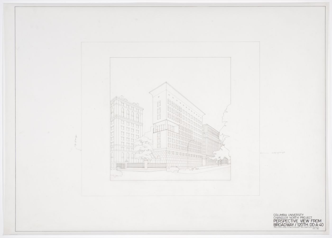 Chandler North Building, Department of Chemistry, Columbia University, New York, New York: perspective view from Broadway and 120th Street