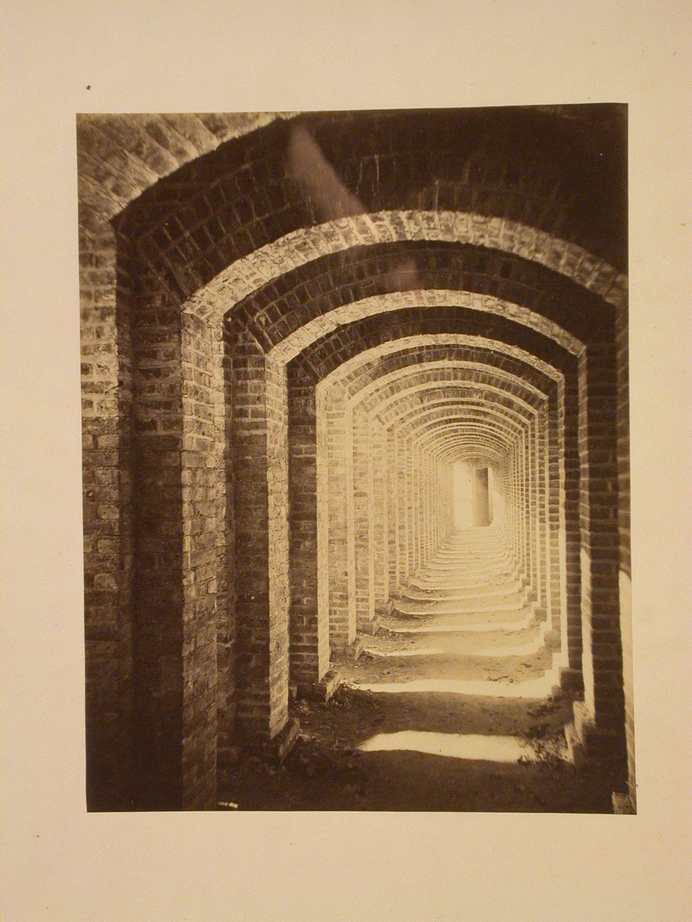 Interior view of the undercroft, Albert Memorial construction site, Hyde Park, London, England
