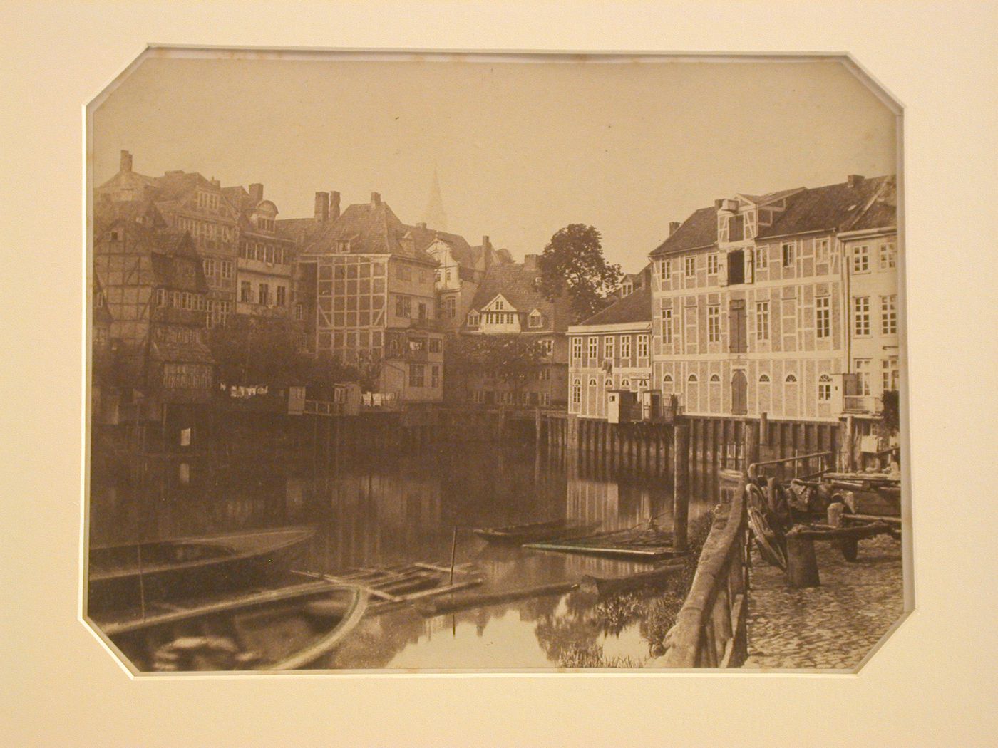 Terhof bridge, quay and boats, Hamburg, Germany