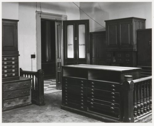 View of city clerk's office, second floor, Old City Hall, Boston, Massachusetts, United States