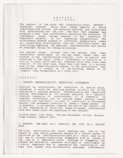 Proposal for the theme of the Anybody conference