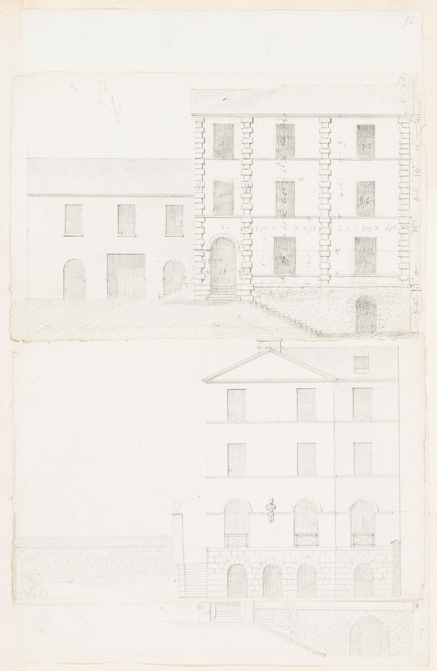 Rohault de Fleury House, 12-14 rue d'Aguesseau, Paris: Elevation for the principal façade