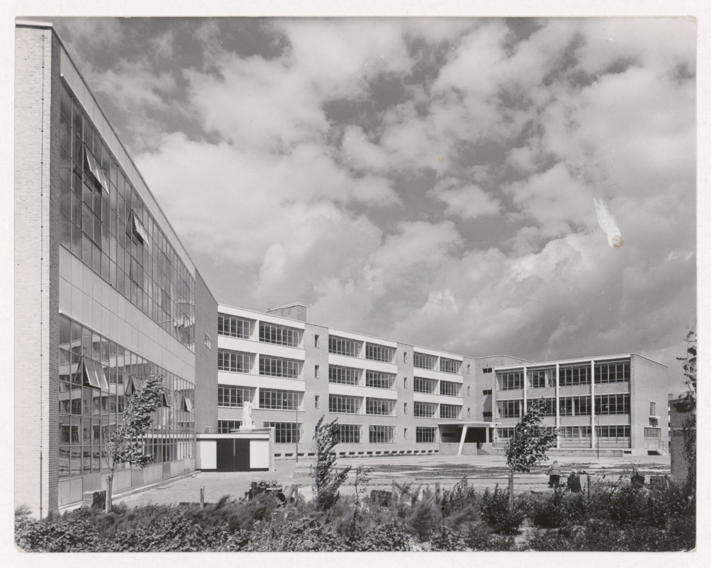 View of the principal façade of the Second Liberal Christian Lyceum, The Hague, Netherlands