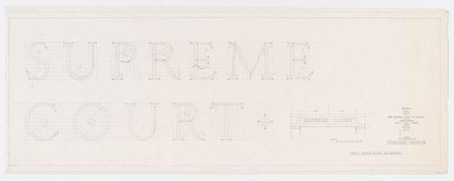 Détails du lettrage ''Supreme Court'' des portes, Cour suprême du Canada, Ottawa, Ontario, Canada (1937-1953, 1977)