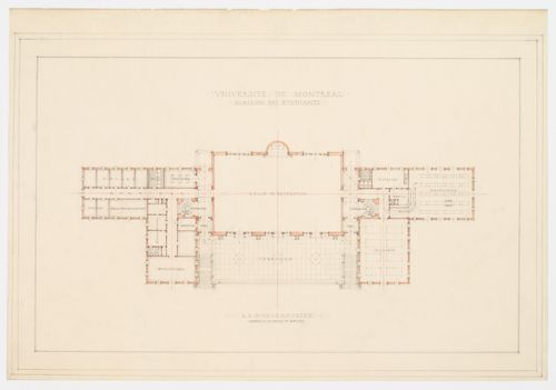 Plan du rez-de-chaussé, Maison des étudiants, Université de Montréal, Montréal, Canada (1925-1938)