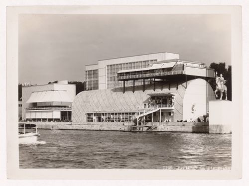 View of the Pavillon de l'Elegance et de la Parure, from the Siene, 1937 Exposition internationale, Paris, France