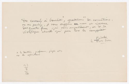 Quotation transcribed by Le Corbusier from "Le tiers livre" by writer François Rabelais