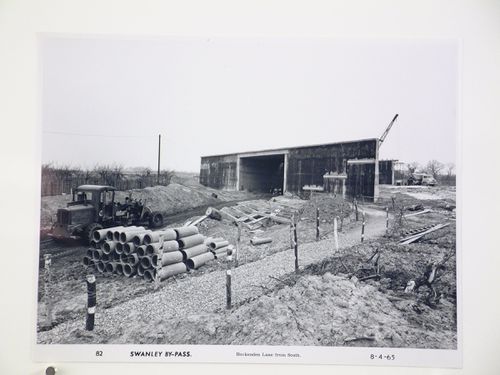 View of Hockenden Lane from south, during construction of the Swanley Bypass, England
