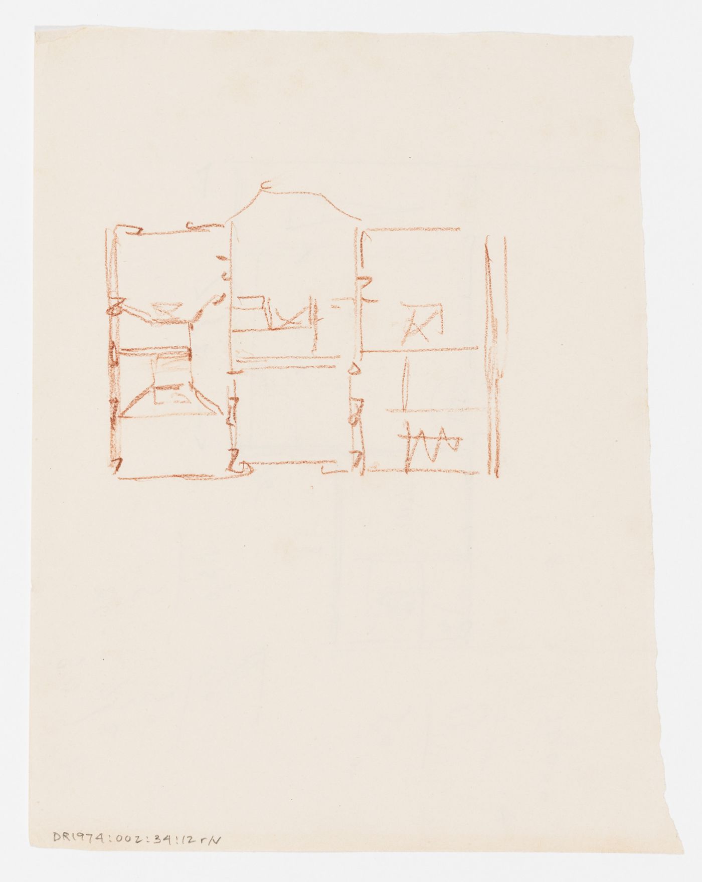 Project no. 2 for a country house for comte Treilhard: Sketch plan, probably for the first floor; verso: Project for a country house for comte Treilhard: Unidentified partial sketch plan