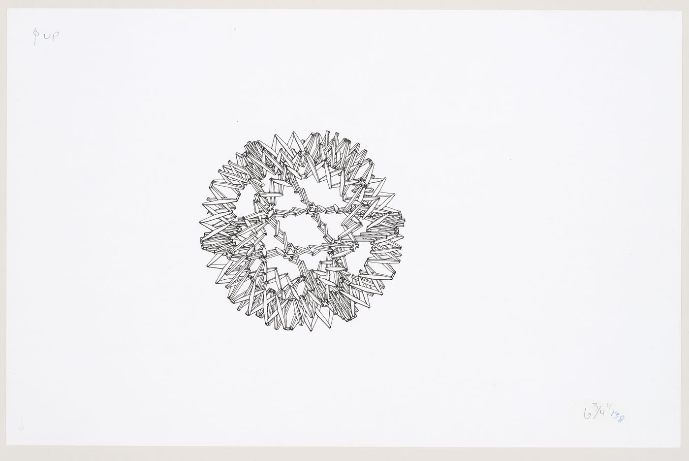 Drawing of Hoberman Sphere in expanding position