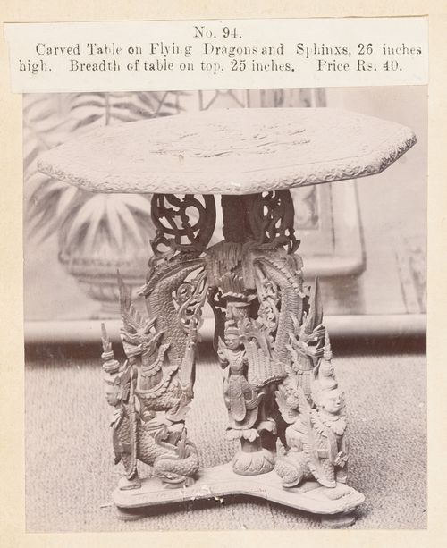 View of a table, F. Beato Limited, C Road, Mandalay, Burma (now Myanmar)