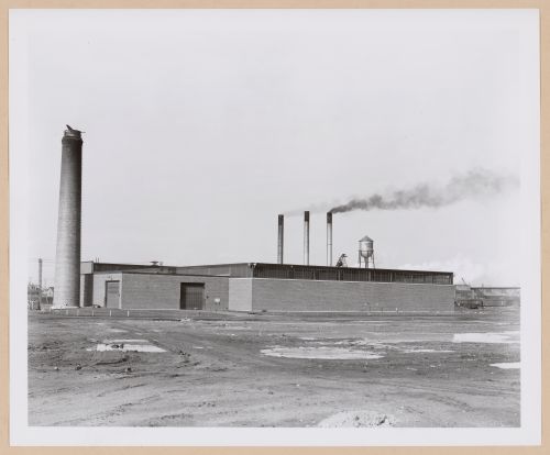 View of the principal and lateral façades of the Salvage and Incinerator Building, General Motors Corporation Pontiac Motor division Assembly Plant, Pontiac, Michigan
