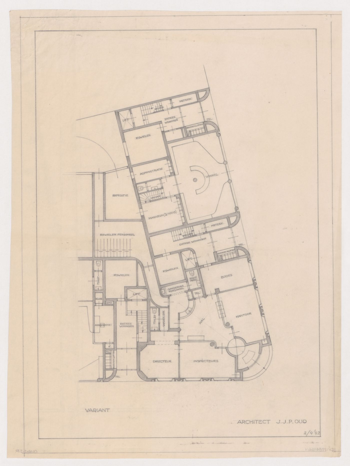 Ground floor plan for Olveh mixed-use development, Rotterdam, Netherlands