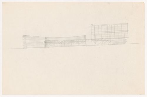 Sketch elevation for an auditorium and connected structure for Illinois Institute of Technology