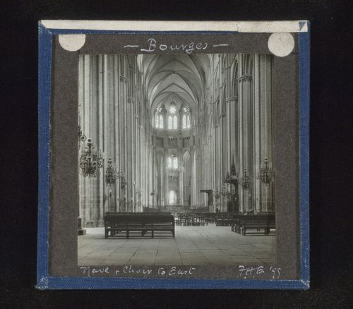 View of nave and choir of Cathédrale Saint-Etienne de Bourges to east, Bourges, France