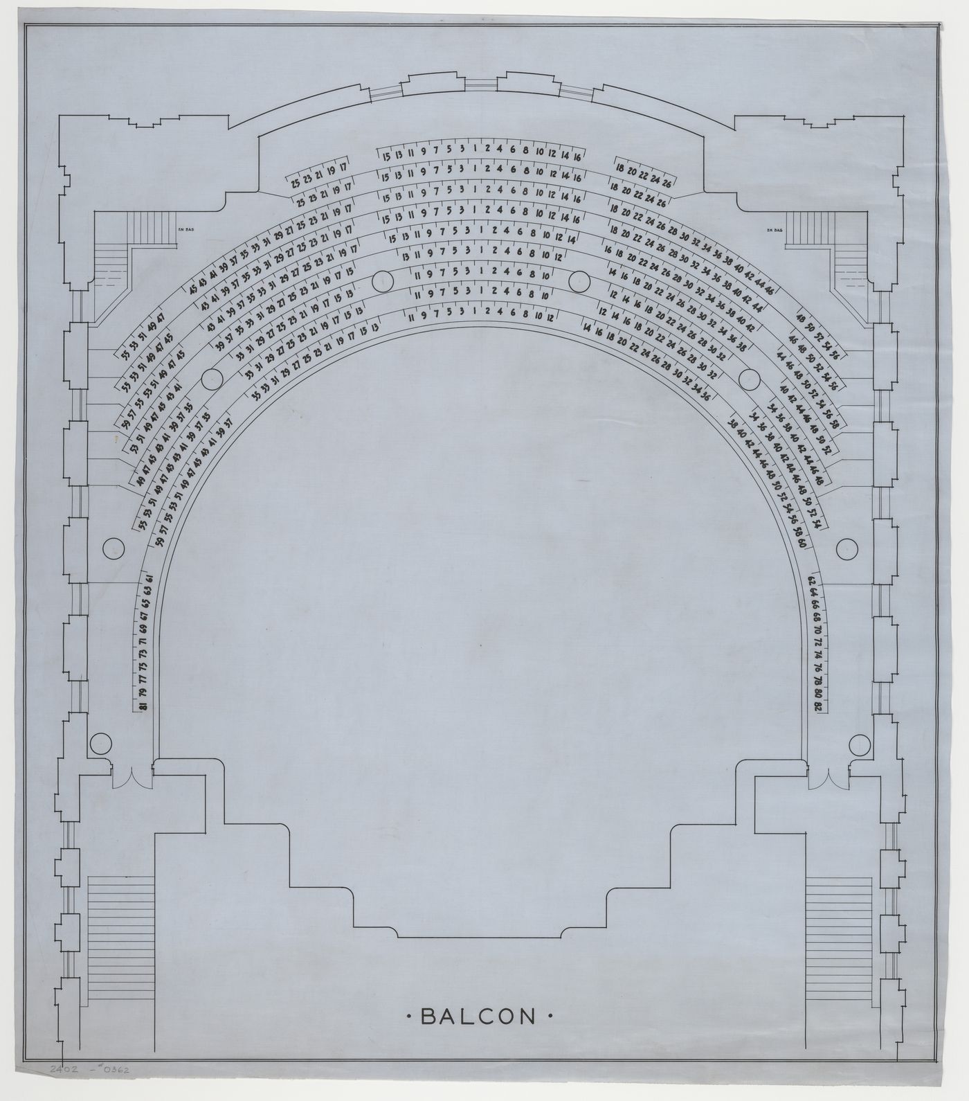 Plan de la salle des promotions, Pavillon principal et campus, Université de Montréal, Montréal, Canada (1924-1947)