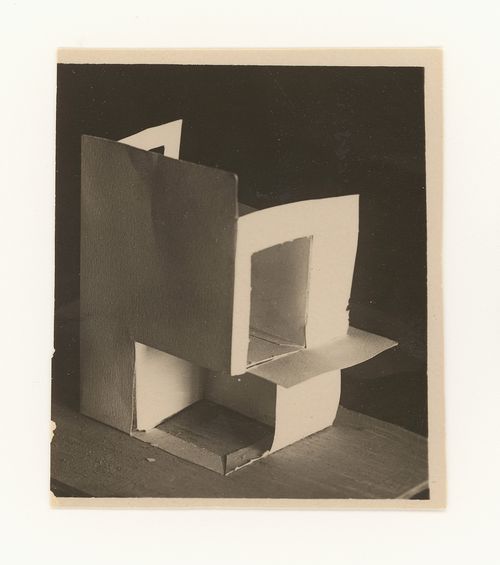 Photograph of a student model on the topic "Constructing and Finding a Spatial Voluminous Composition Using Surface Elements" for the "Space" course at the Vkhutemas (Higher State Artistic Technical Studios), Moscow