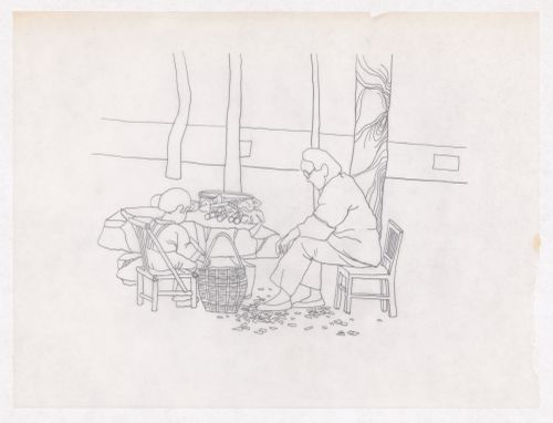 Illustration showing the traditional living patterns for the Sichuan housing project for "Housing a Billion: Urban Upgrading: Design Ideals for Rural China" publication
