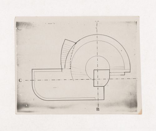 Photograph of a student drawing on the topic "Exercise on the Expressiveness of Inner Space and Volume. Aquarium-Terrarium" for the "Space" course at the Vkhutein (Moscow Higher Technical Institute), Moscow