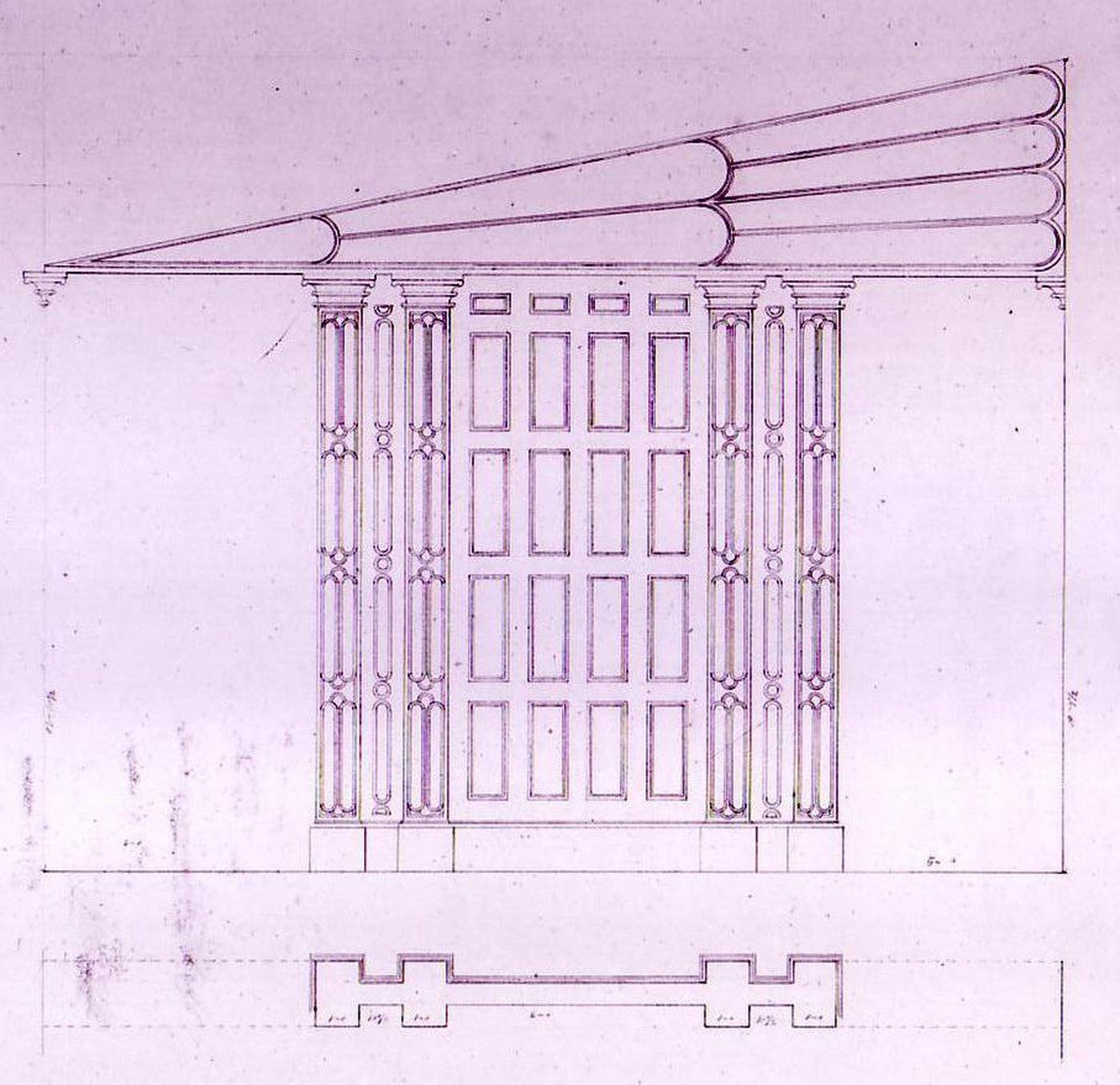 Plan and elevation for a side chapel for Notre-Dame de Montréal