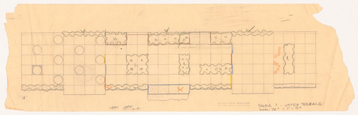Sketch upper terrace plan for University Faculty Club, University of British Columbia, Vancouver, British Columbia