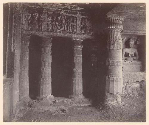 View of the portico of Cave 2, Ajanta, India