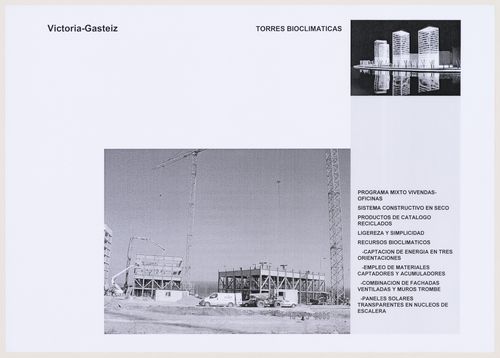 Site plan and elevation, Torres mixtas bioclimáticas en el Humedal de Salburúa Fens, Vitoria, Spain