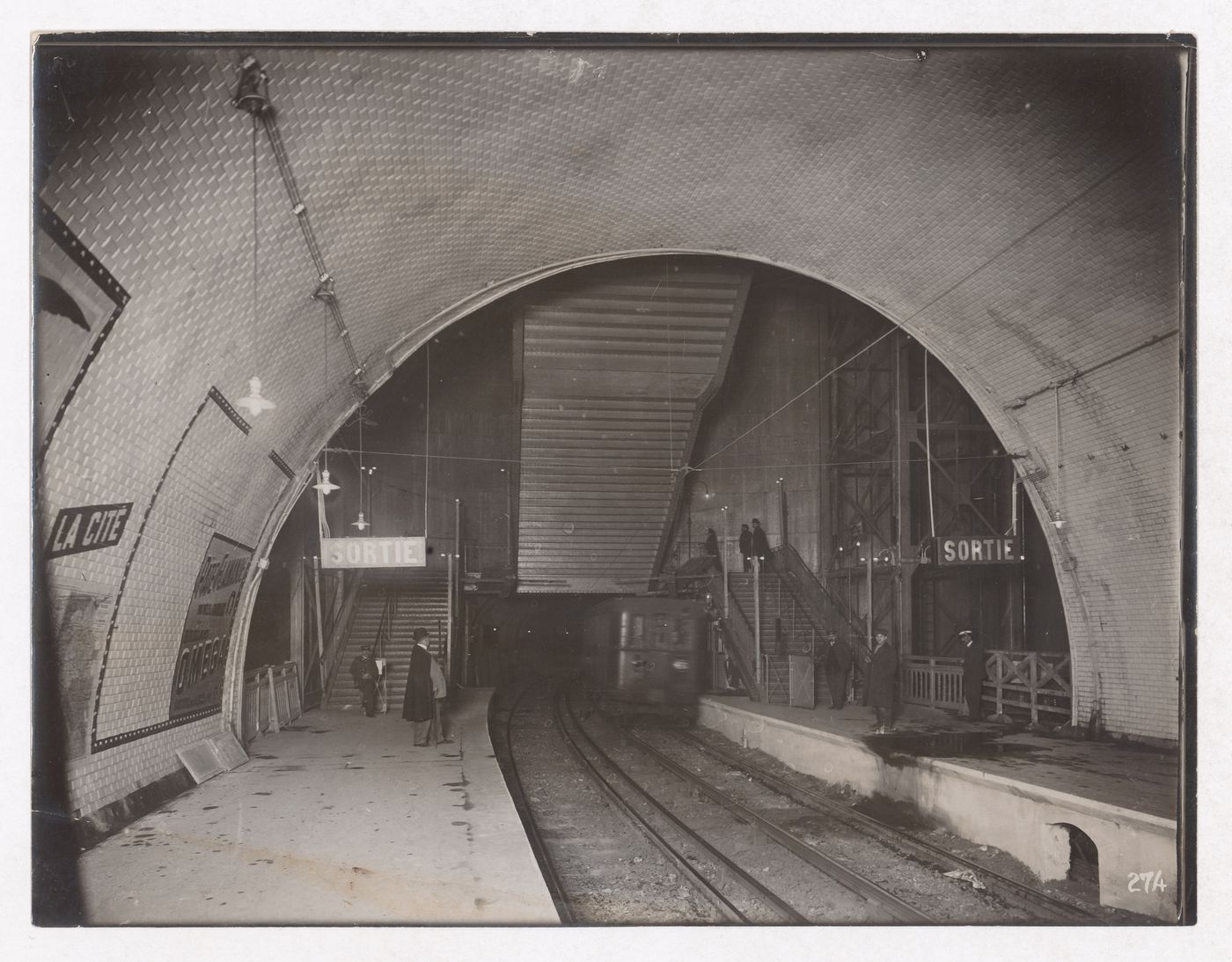 Construction of the Paris Metro, interior view of a station, Paris, France