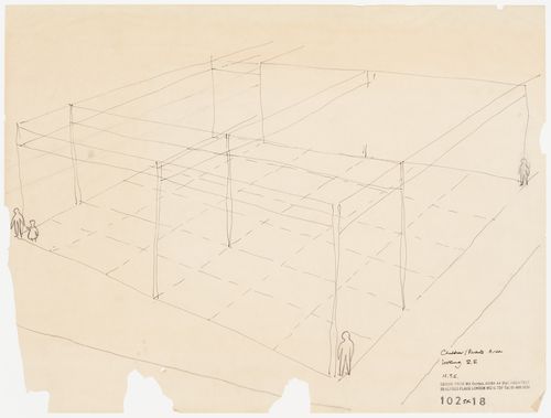 Inter-Action Centre, London, England: perspective sketch of area for parents and children, looking southeast