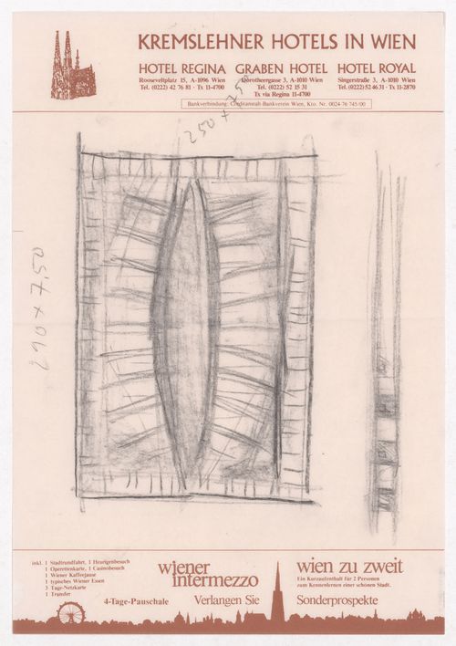 Housing Pilotengasse, Vienna-Aspern: Conceptual sketches, including siteplans, plans, elevations, and perspectives