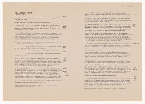 Publication of the UKAAA (United Kingdom Architects Against Apartheid), "UKAAA steering group"