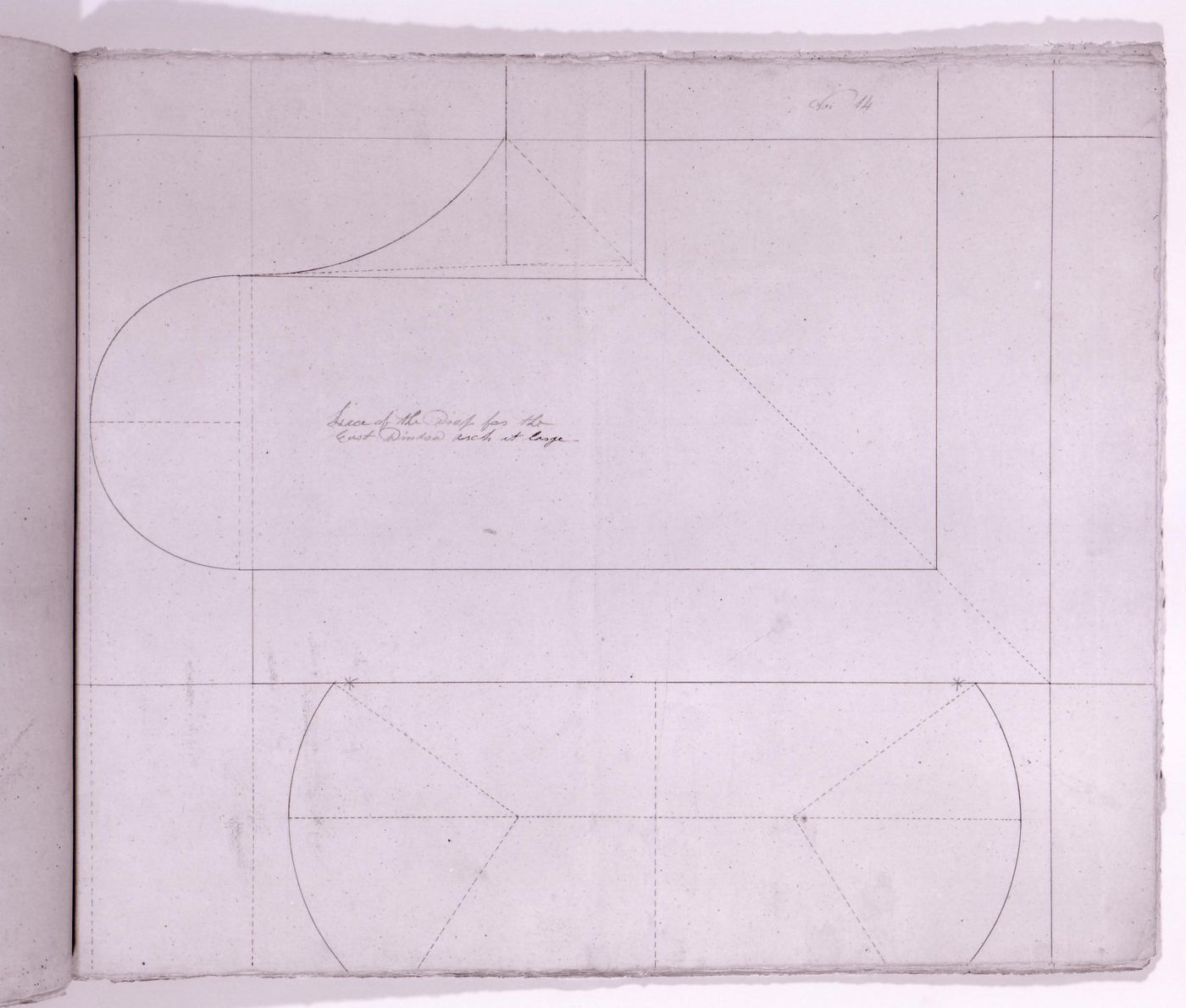 Partial elevation for a decorative masonry drop detail for the tower windows for Notre-Dame de Montréal