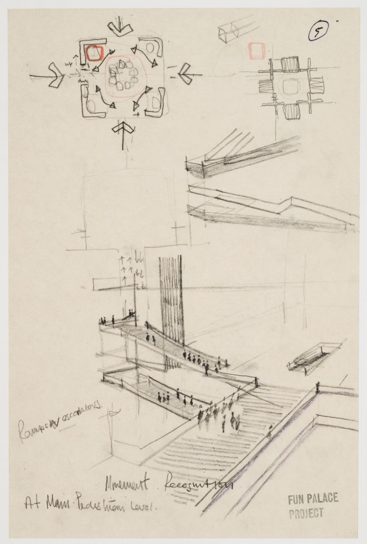 Fun Palace: sketches for service towers