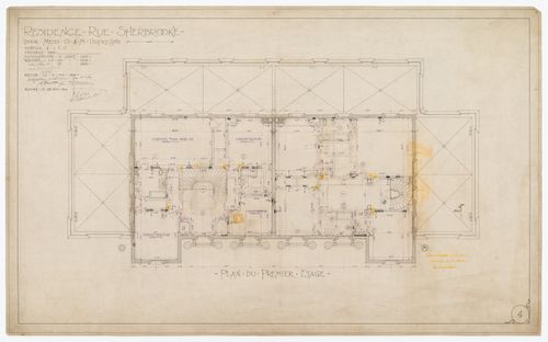Résidence pour Oscar et Marius Dufresne, rue Sherbrooke, Montréal, Québec : plan du premier étage