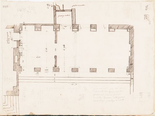 Project for the conversion of Hôtel Soyécourt, Paris, into barracks: Partial plan for an arcade
