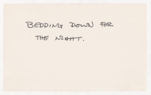 Bedding down for the night.