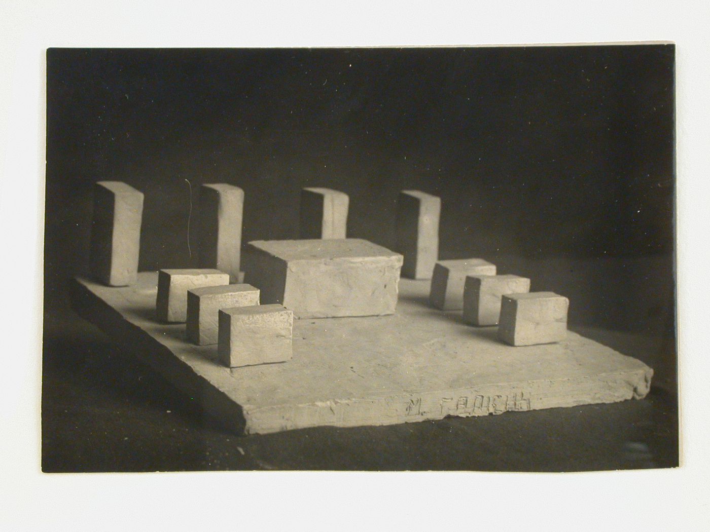 Photograph of a student model on the topic "Combination of Simple Geometric Forms" for the "Volume" course at the Vasi (Higher Institute for Architecture and Construction), Moscow