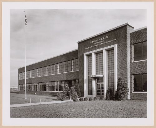 View of the principal façade of the Administration Building, Aviation Manufacturing Corporation Stinson Aircraft division Assembly Plant, Nashville, Tennessee