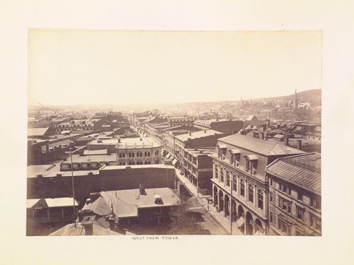 Aerial view of Montréal from a tower of Basilique Notre-Dame, Québec