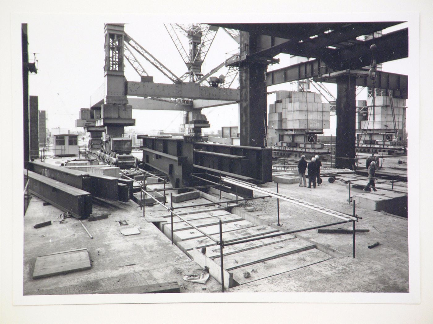 View of construction of steel structure for power station, United Kingdom