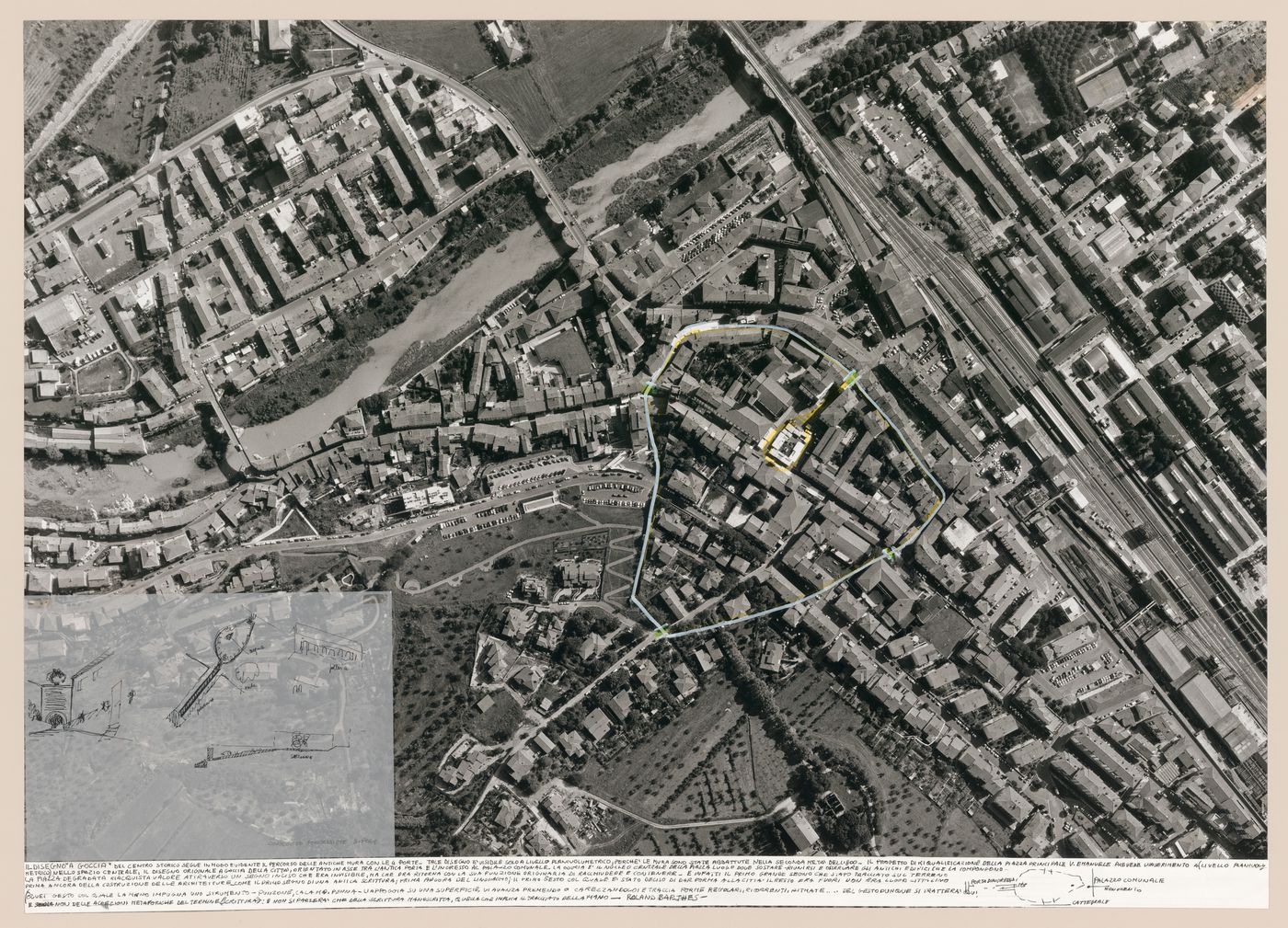 Aerial photograph for Riqualificazione centro Storico di Pontassieve [Redevelopment of the historical center of Pontassieve], Florence, Italy