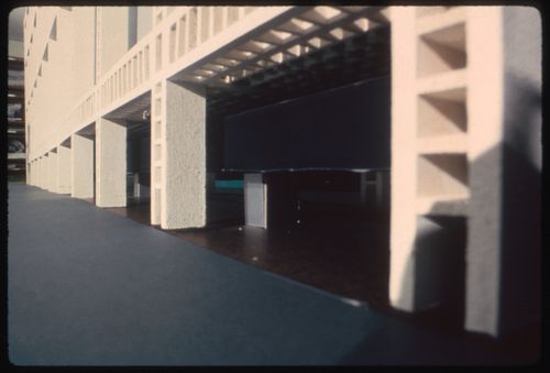 Photograph of a model for La ciudad que necesita la humanidad, Argentina, by Reginald Malcolmson and his students Mary Bylinsky and Dan Roach