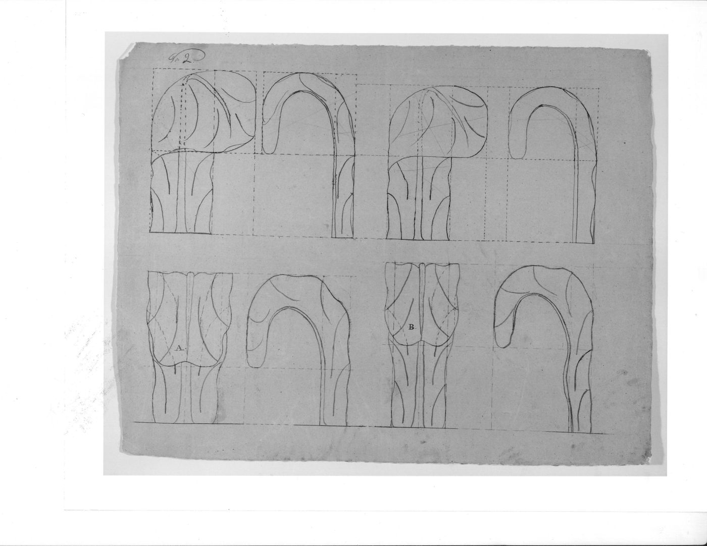 Front and lateral elevations for decorative details for the high altar for Notre-Dame de Montréal