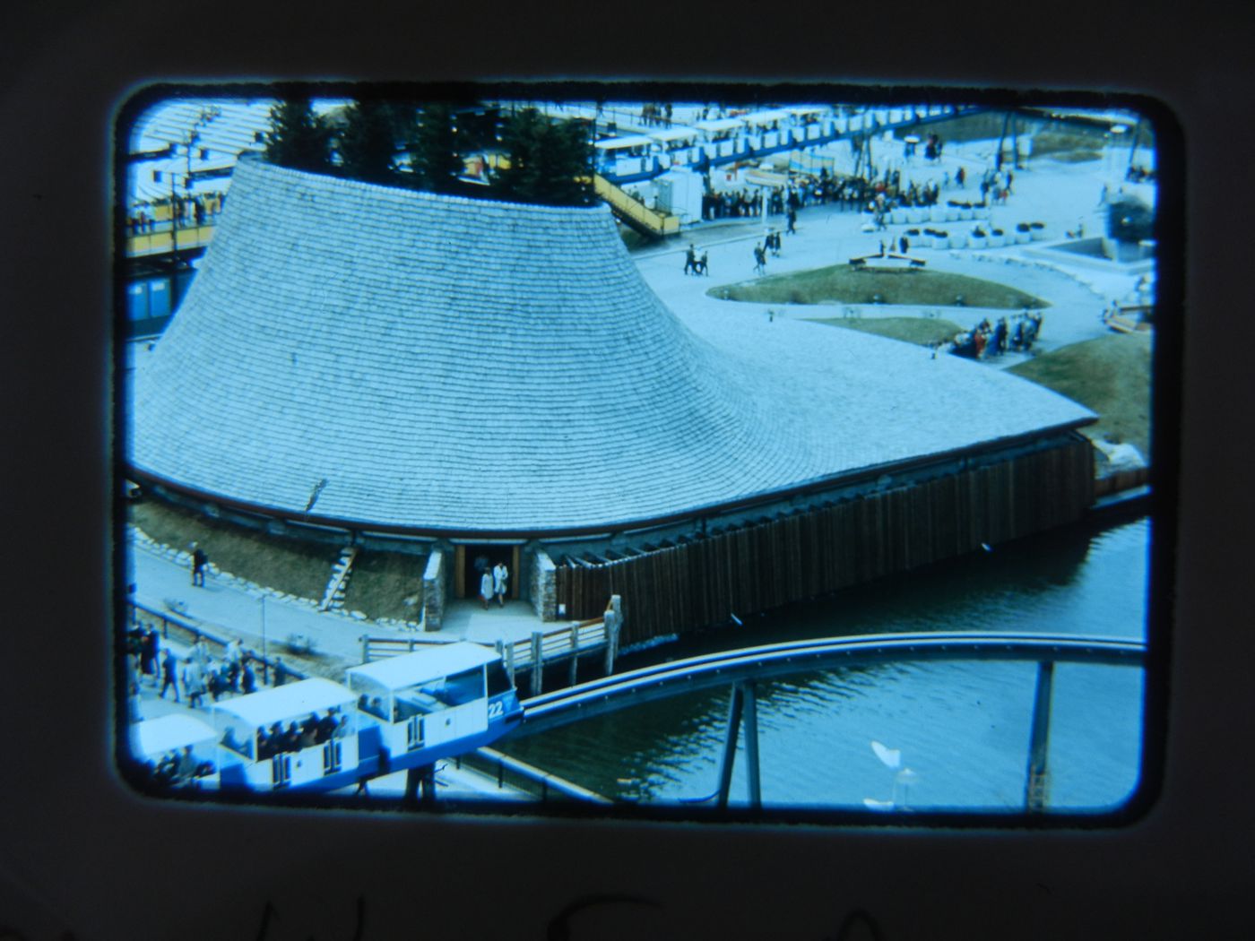 Aerial view of the Pavilion of Western Canada, Expo 67, Montréal, Québec